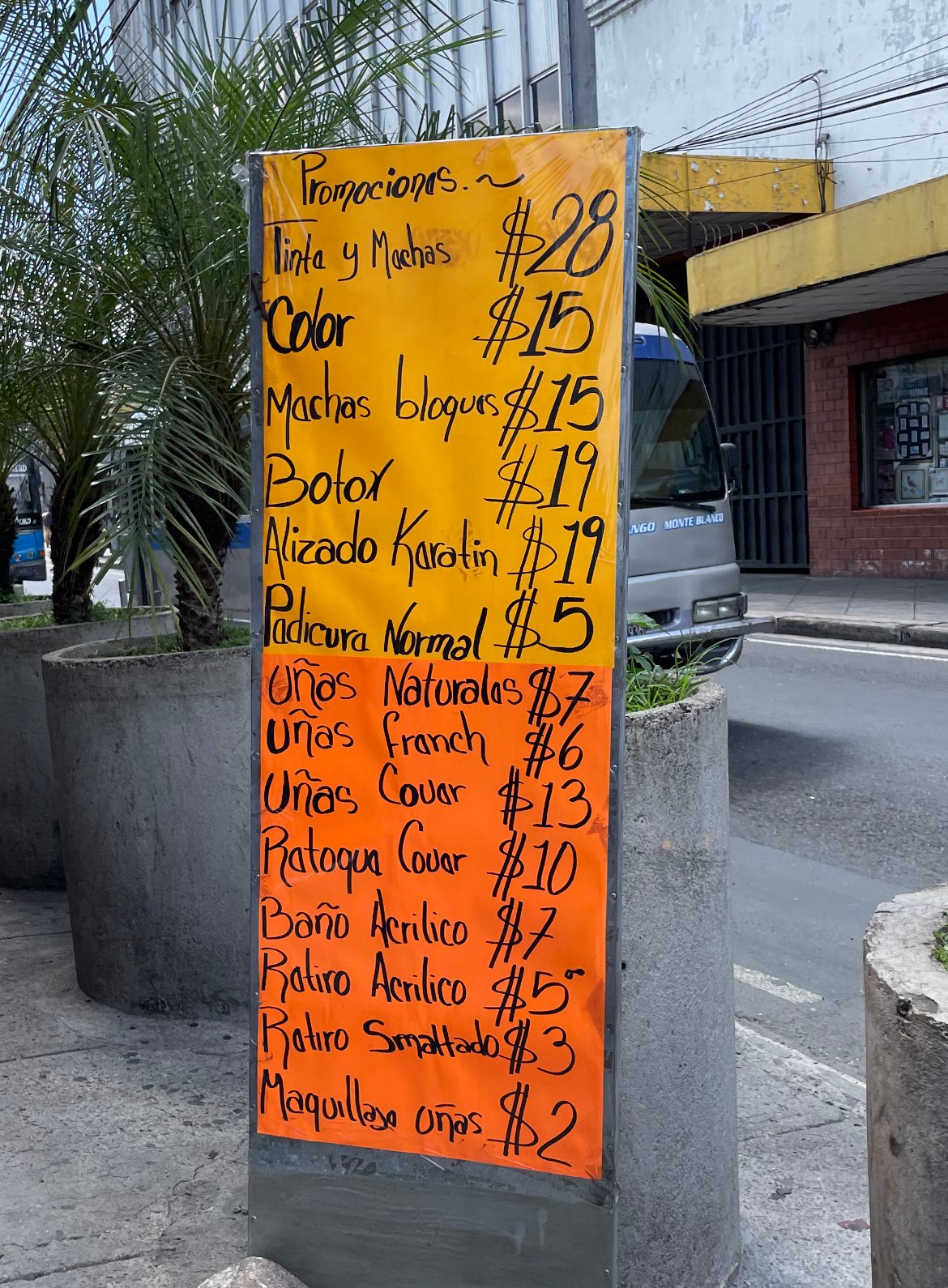 Price list salons in San Salvador