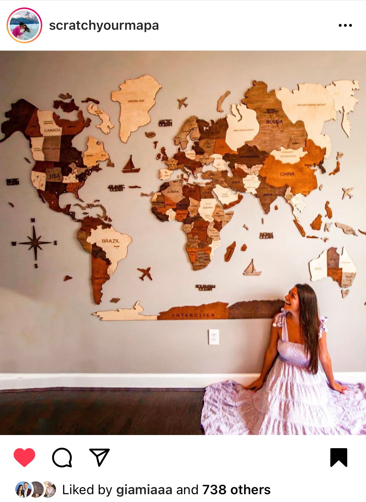 wooden map, best gifts for travelers