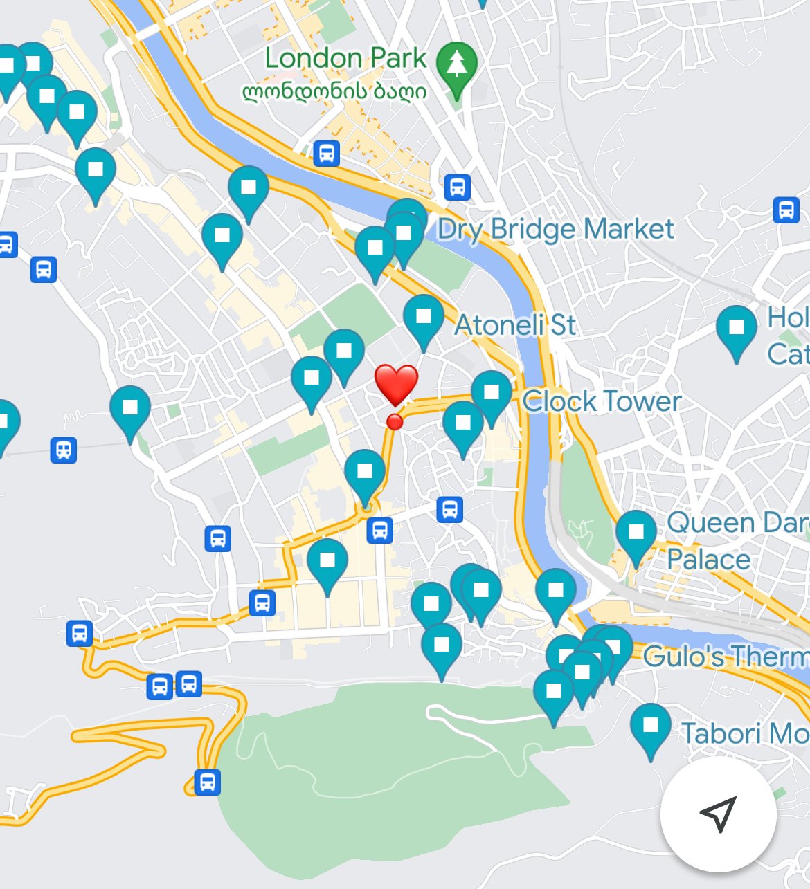 Map of things to do in Tbilisi, Georgia
