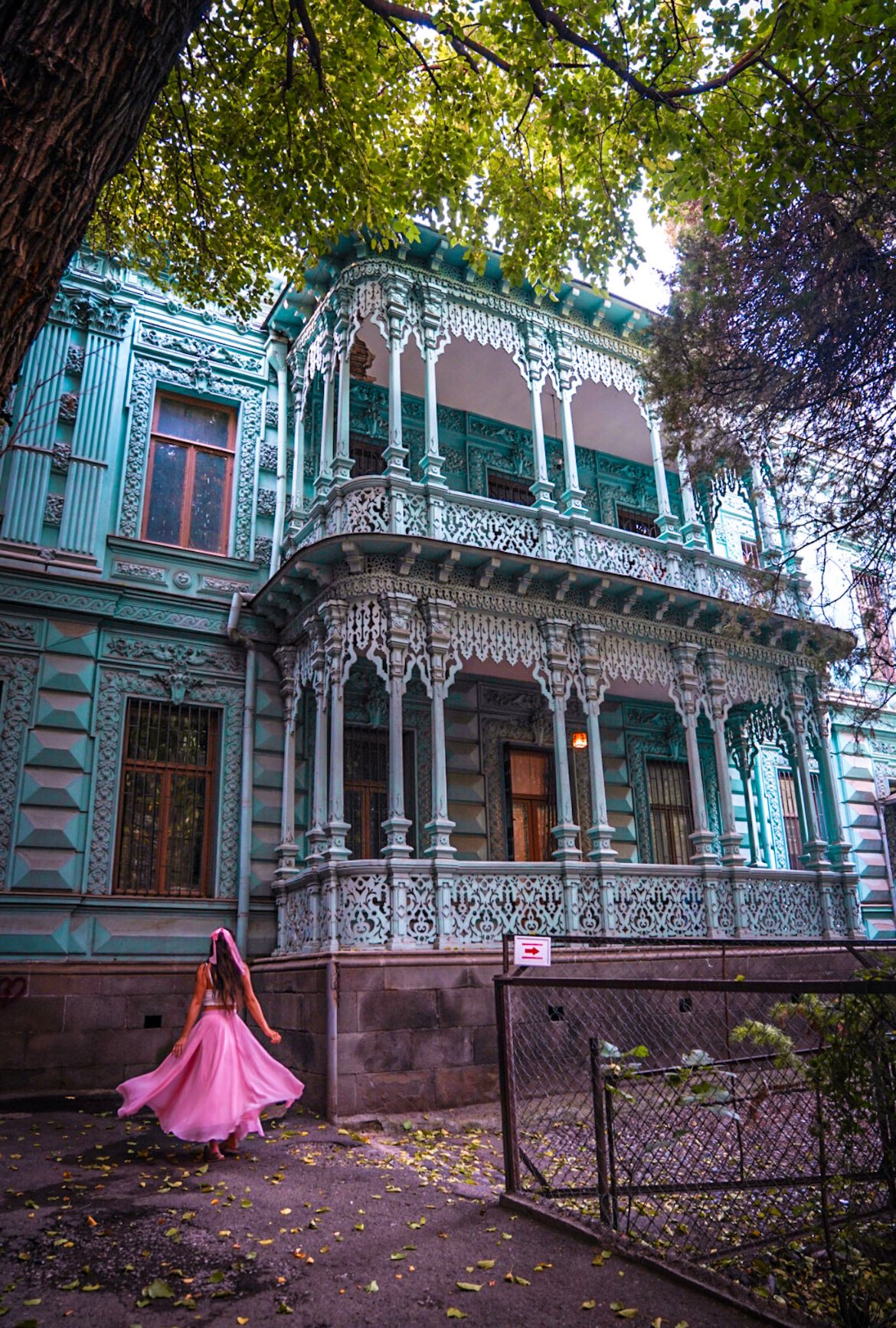 blue house in Tbilisi, Georgia