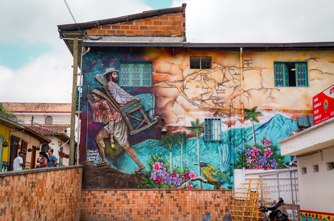 Colorful mural in Guatape, Colombia