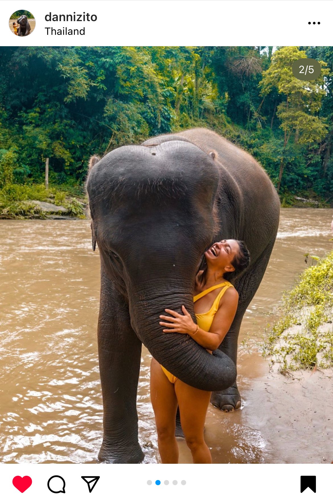 Elephant Sanctuary in Thailand bathing