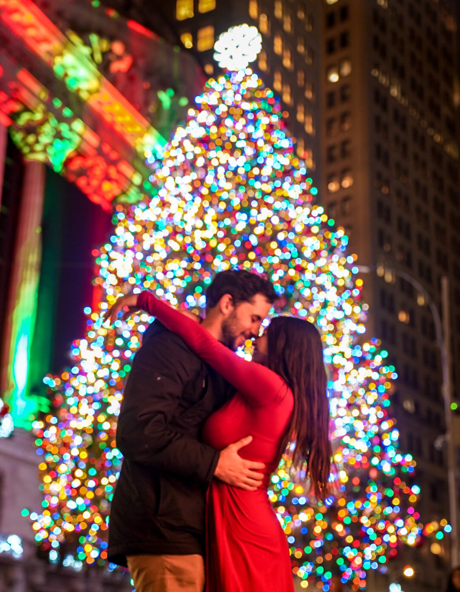 Wall Street, Christmas Tree lights in NYC