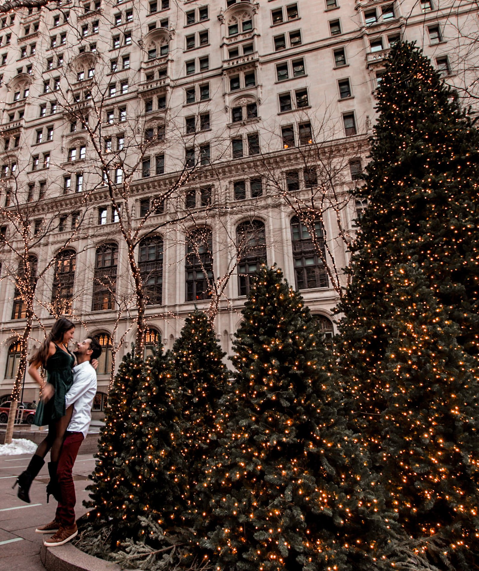 Zuccotti Park, Christmas Tree Lights in NYC