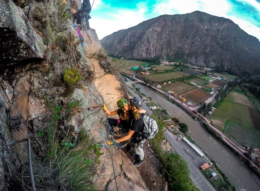 climbing to SkyLodge Adventure Suite, Peru