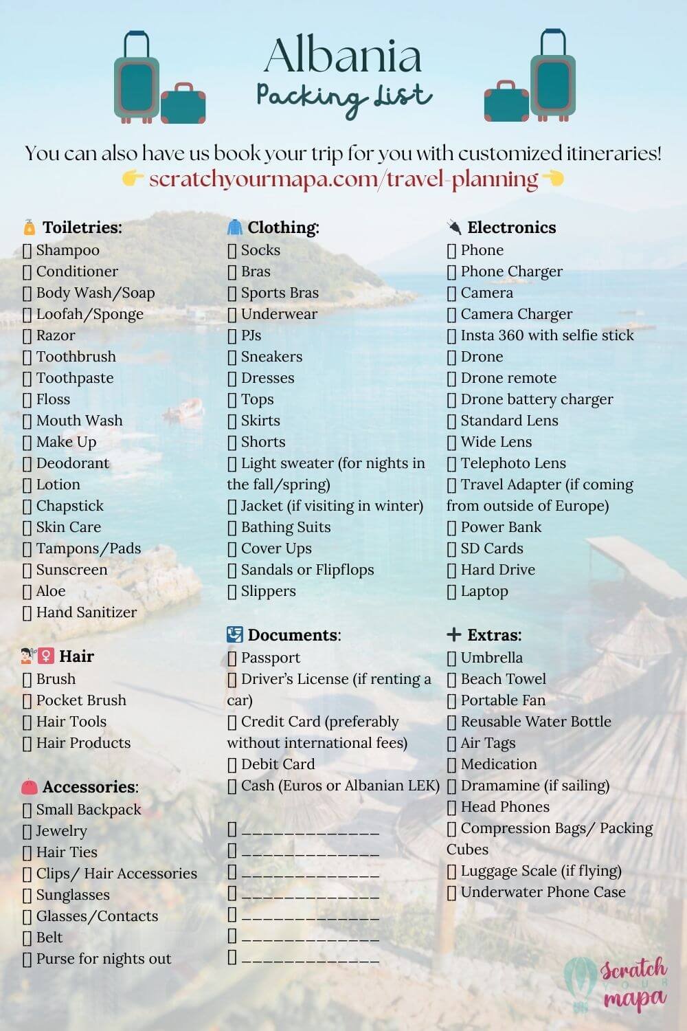 Albania travel guide packing list