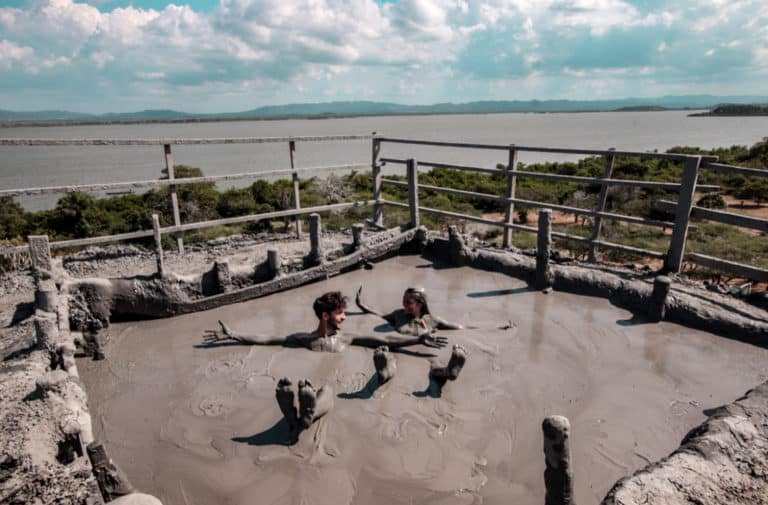 Swimming in the Mud Crater of Volcano El Totumo