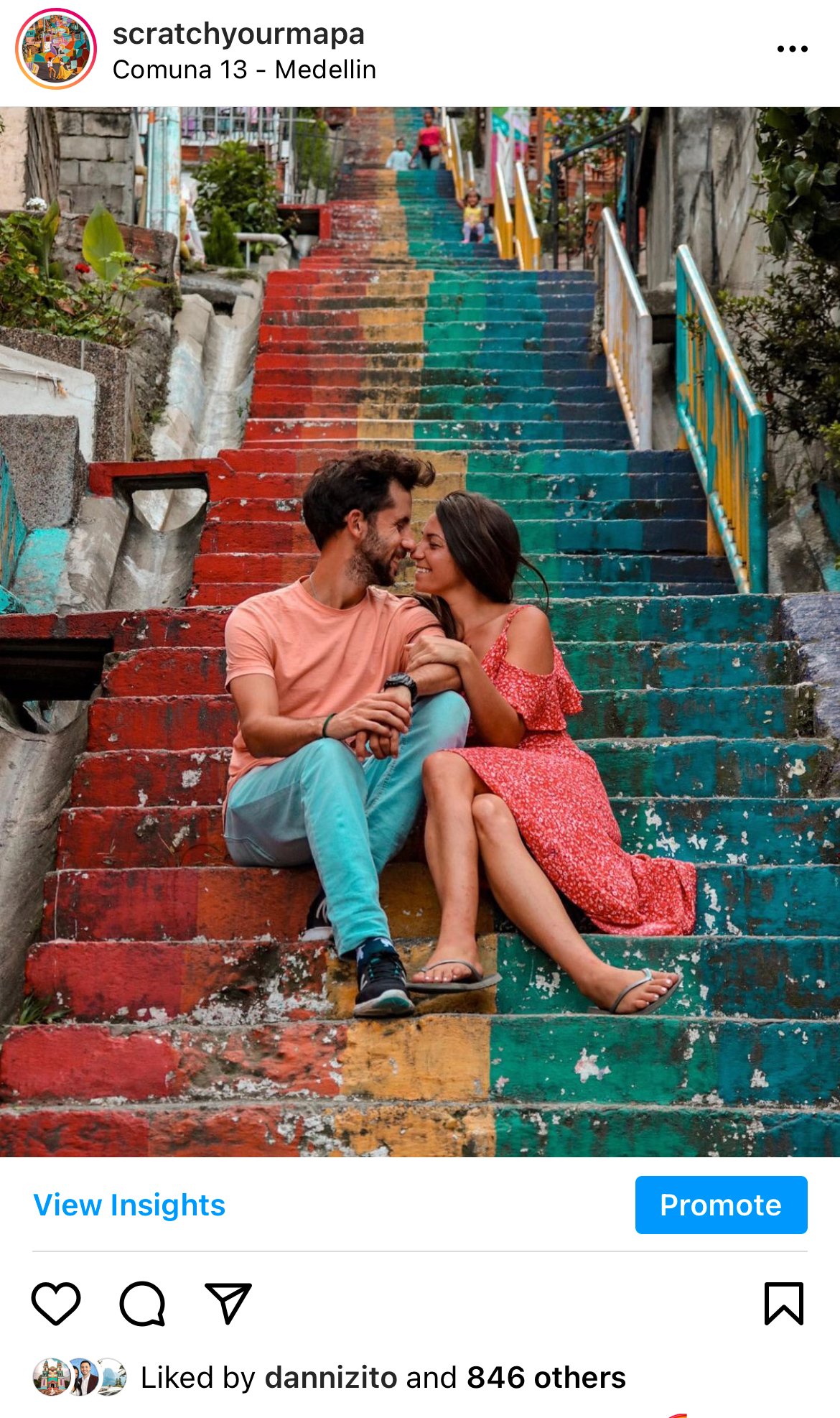 stairs at COmuna 13, Medellin, colorful spots in Colombia