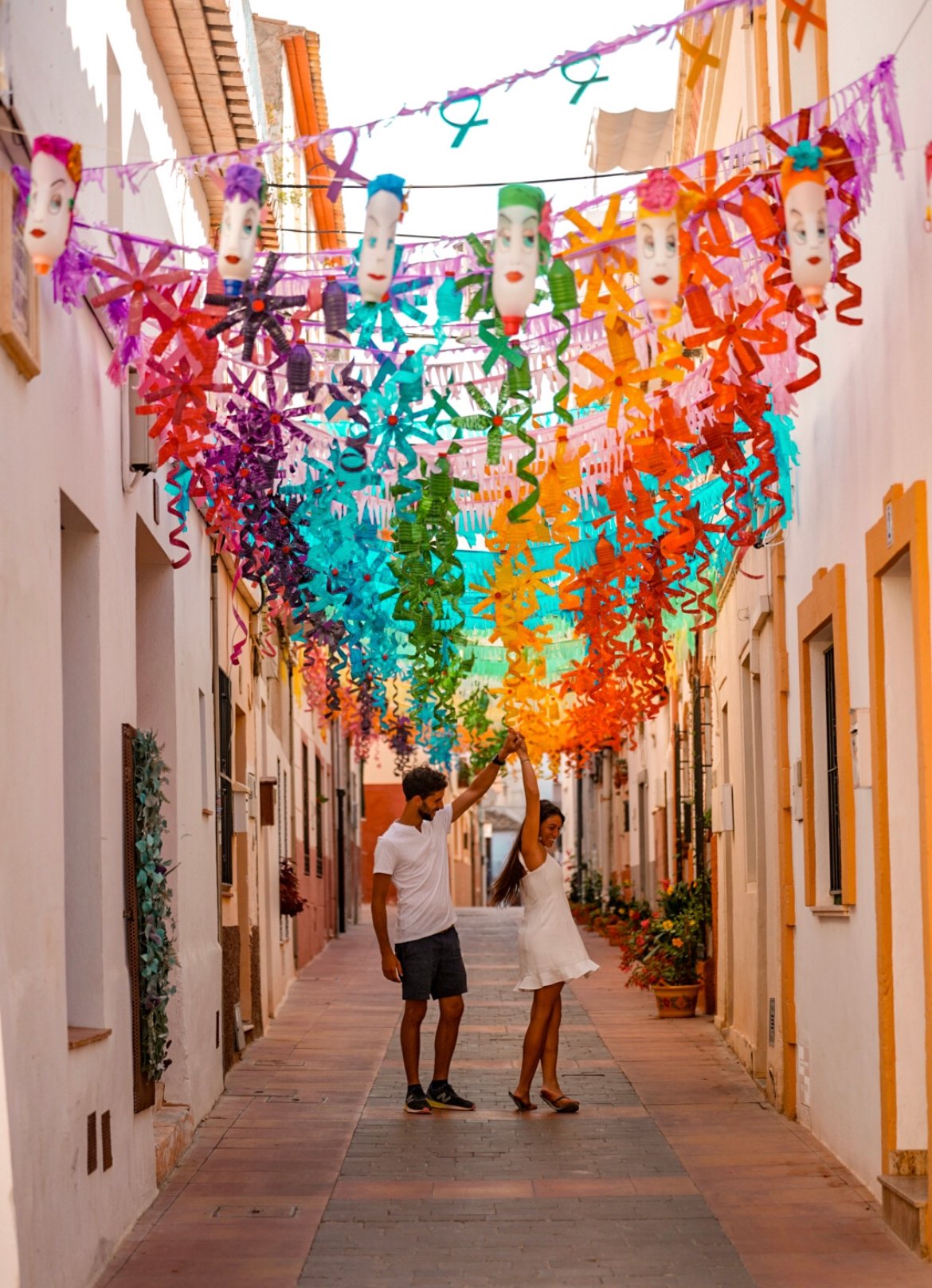 Colorful street in Calpe, Costa Blanca in Spain