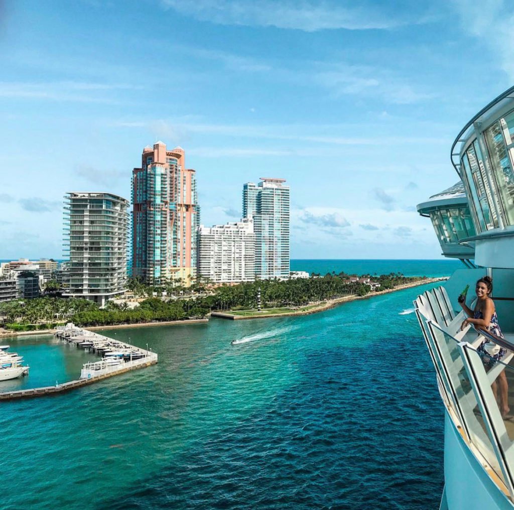 view of Miami from a cruise ship