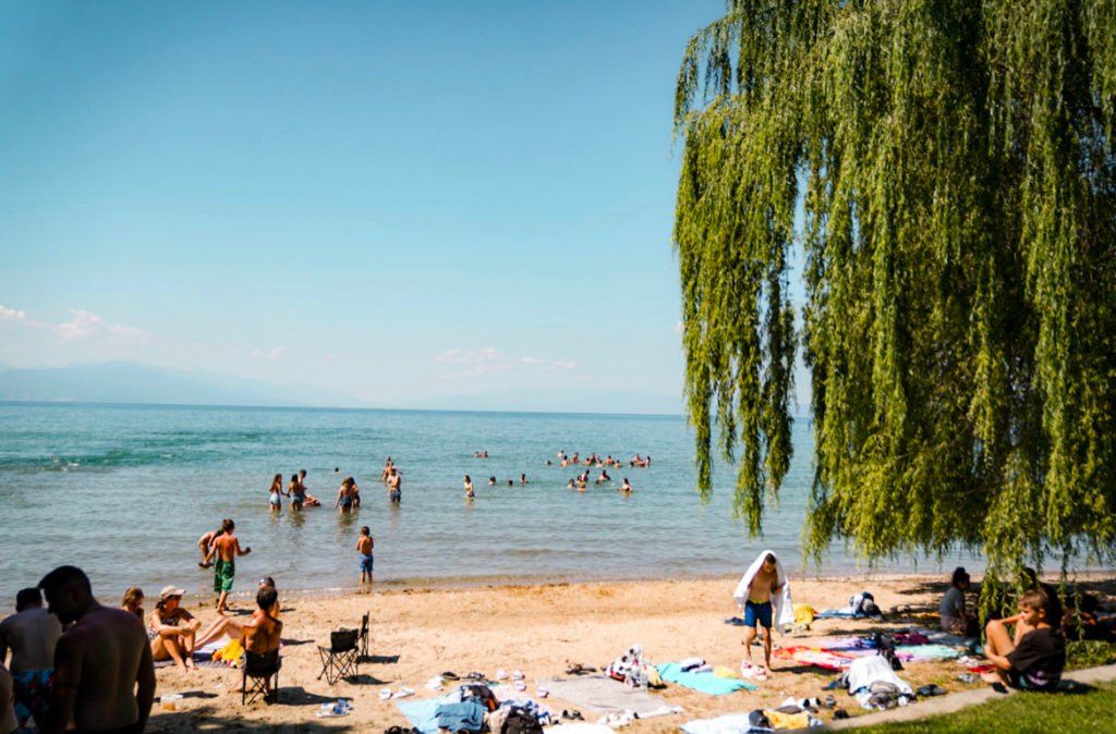 beach at St Naum, Lake Ohrid in Macedonia