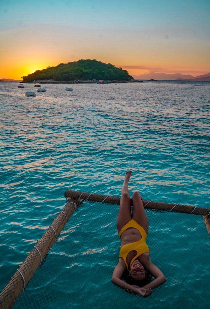 sunset at the beach in Ksamil