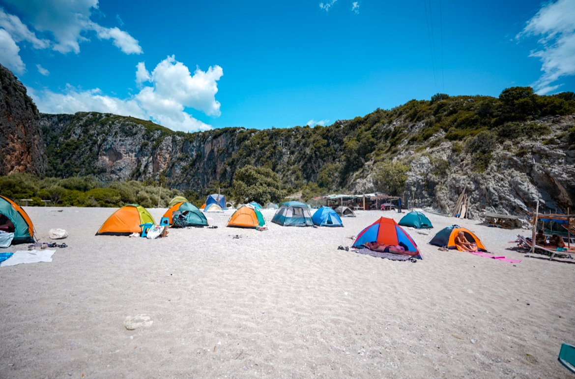 Camping at Gjipe beach, best beaches of Albania 