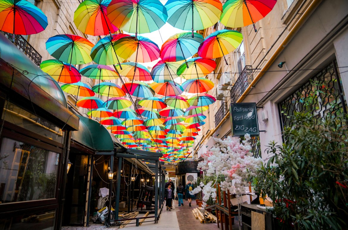 Umbrella street, what to do in Bucharest