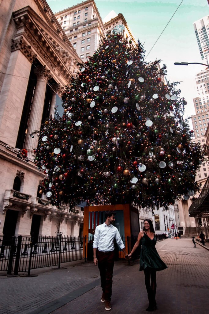 Wall Street, Christmas Tree lights in NYC