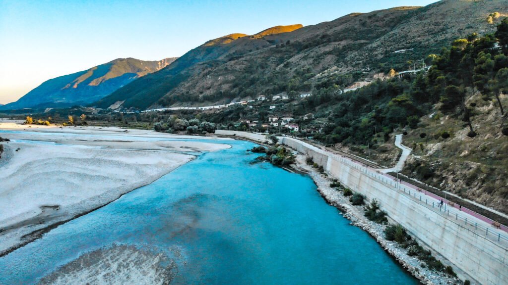 bridge over Vjose river, travel in Albania