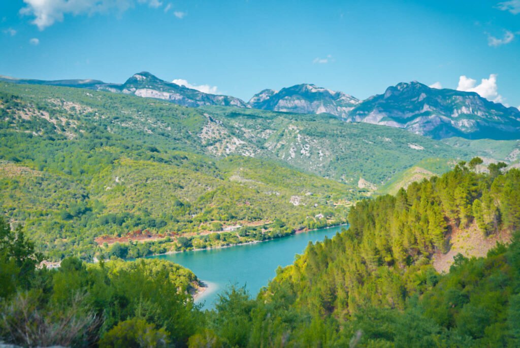 driving to Romania Lake Pier, a beautiful place in Albania