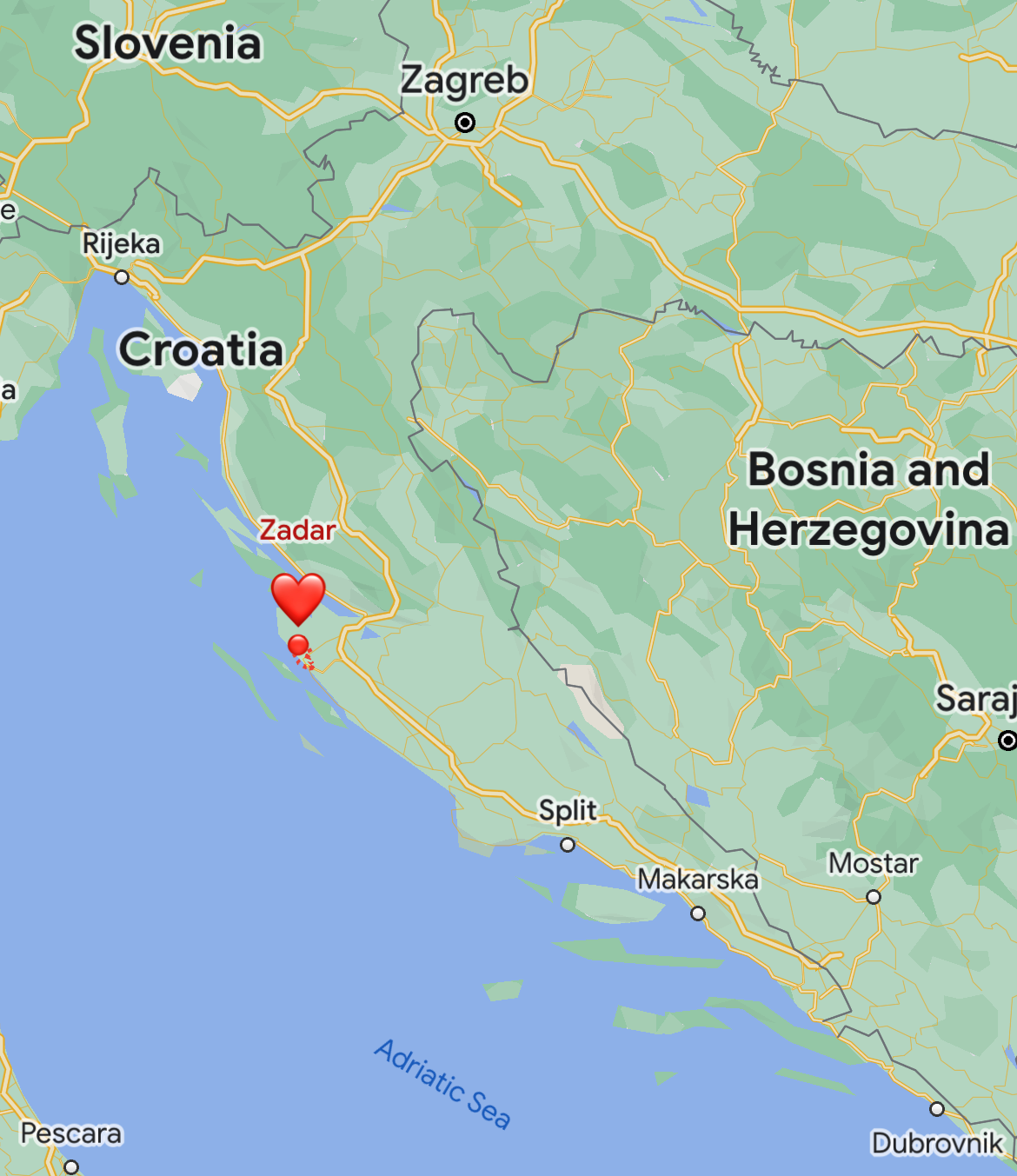 Where is Zadar in Croatia