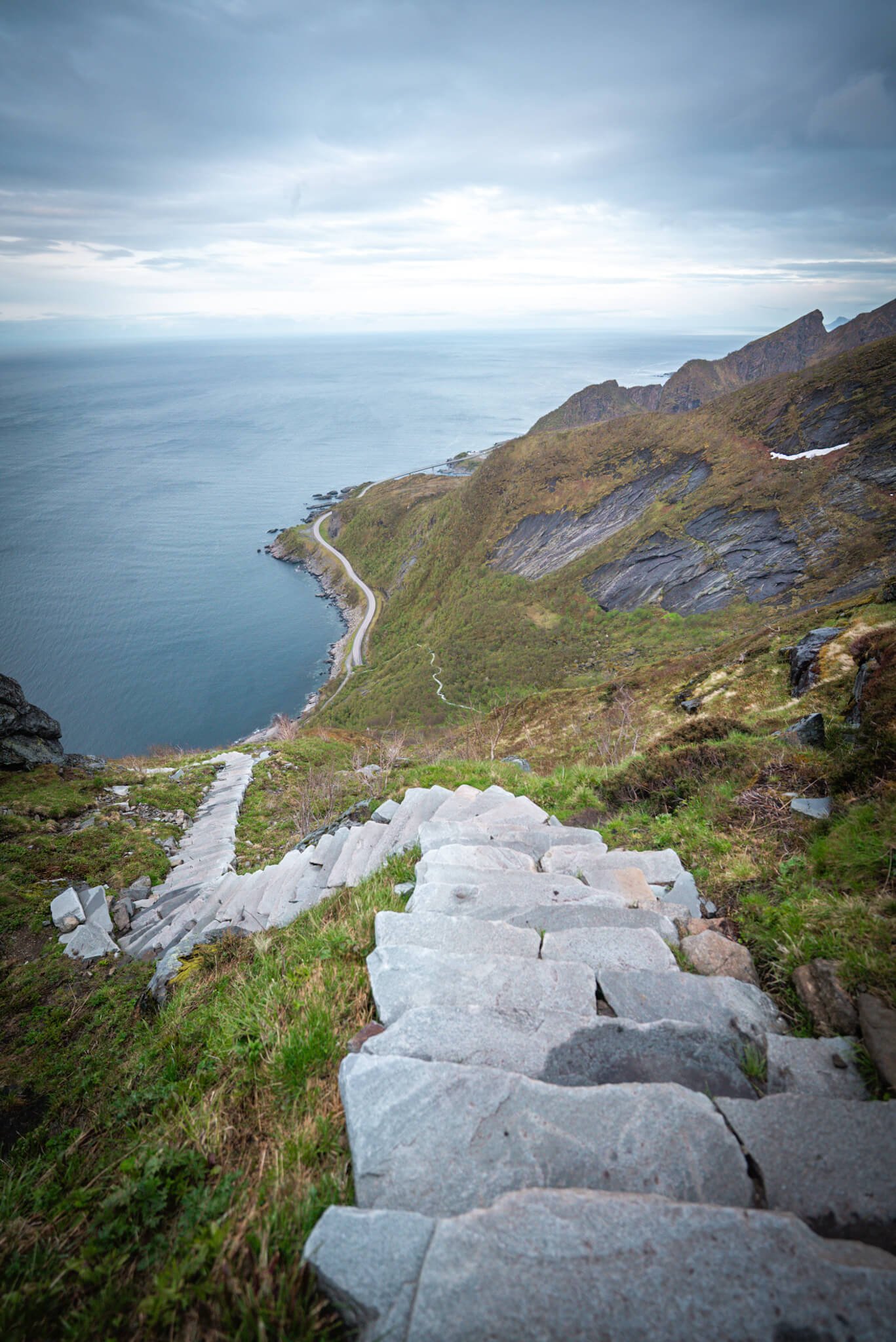 stairs on the Reinebringen hike, best hikes in the Lofoten Islands