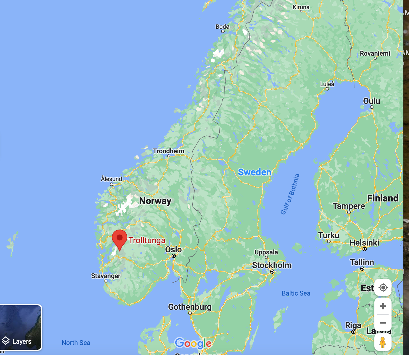 Where is Trolltunga in Norway