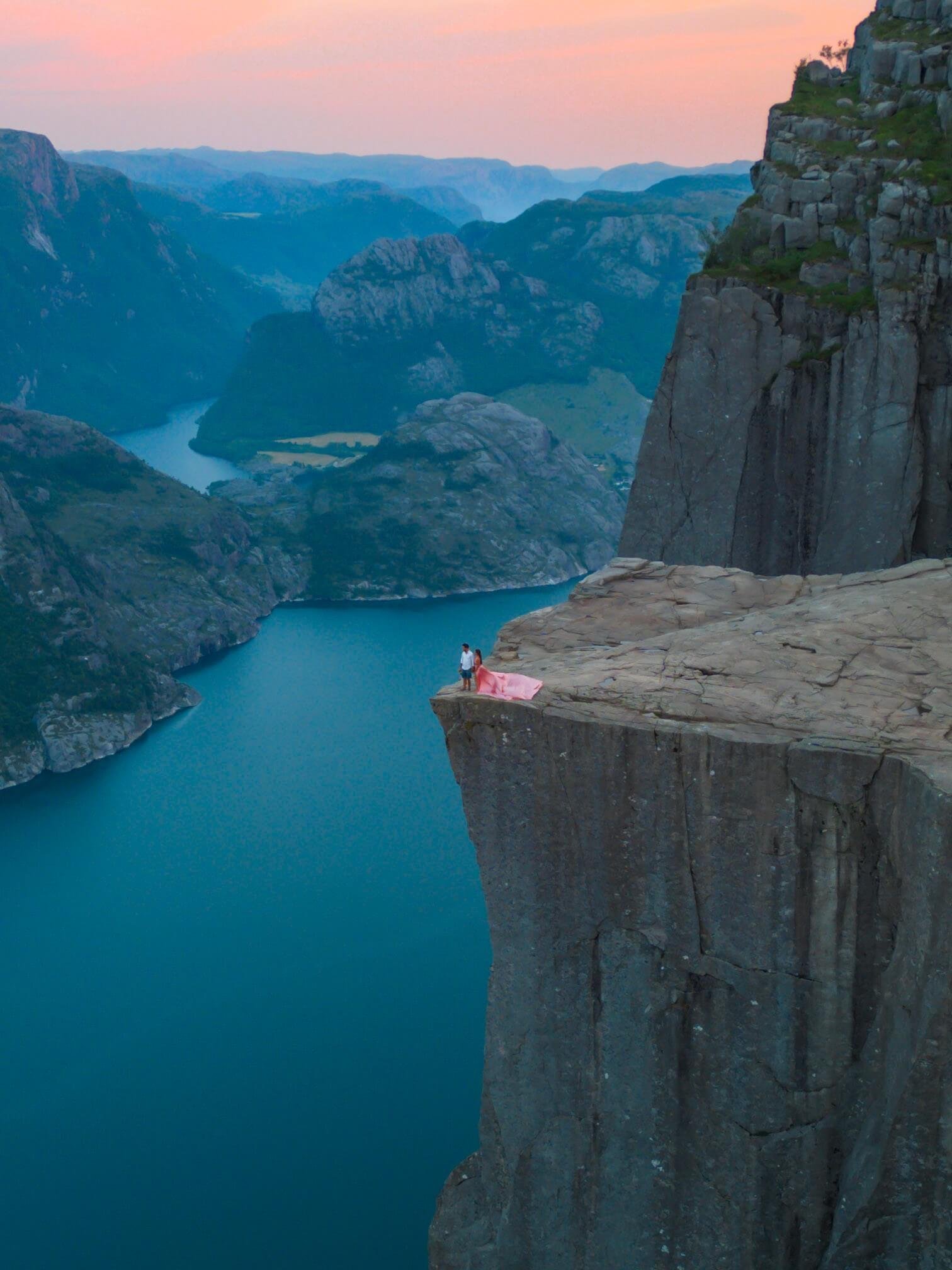 hiking Pulpit Rock in Norway