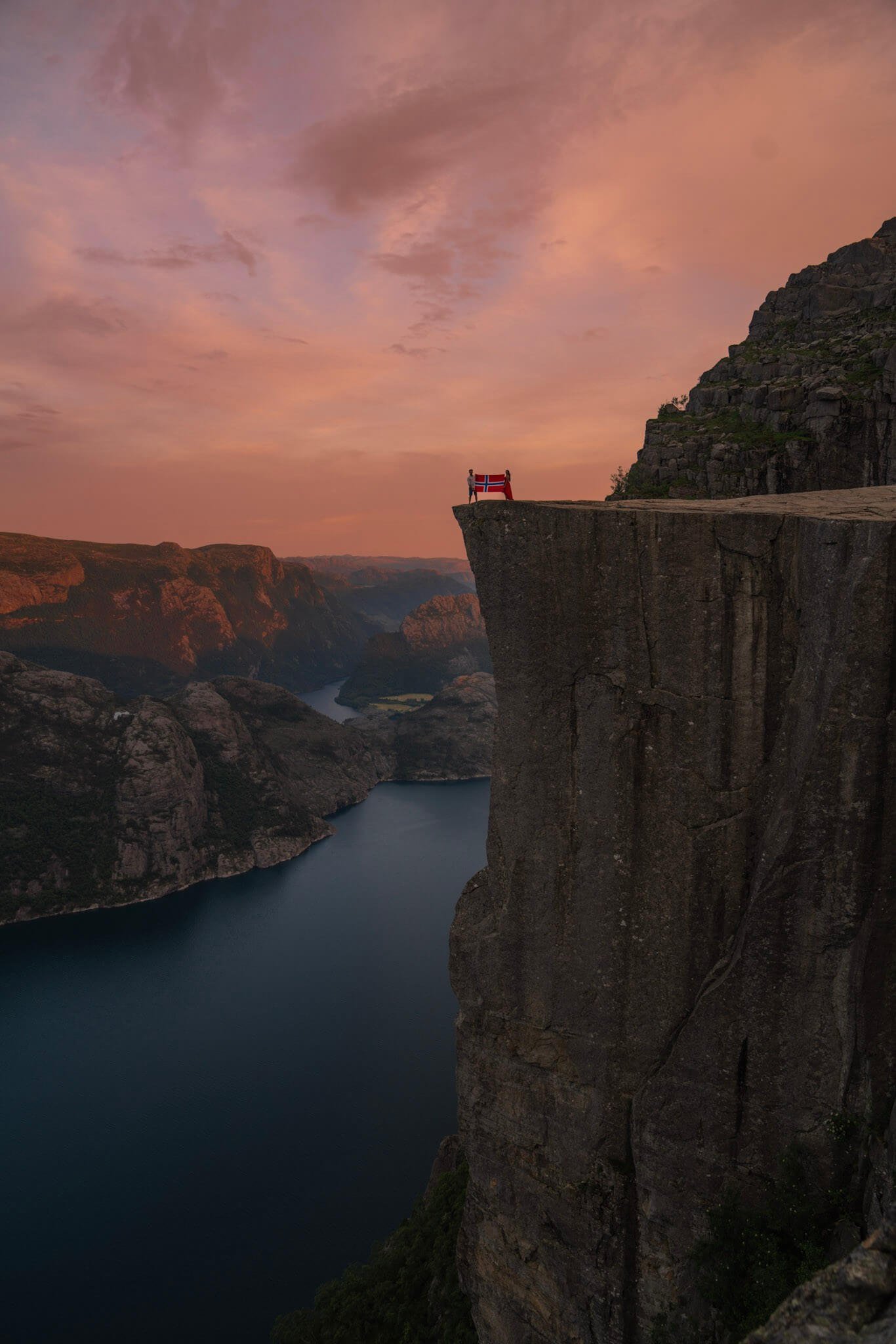 hiking Pulpit Rock in Norway