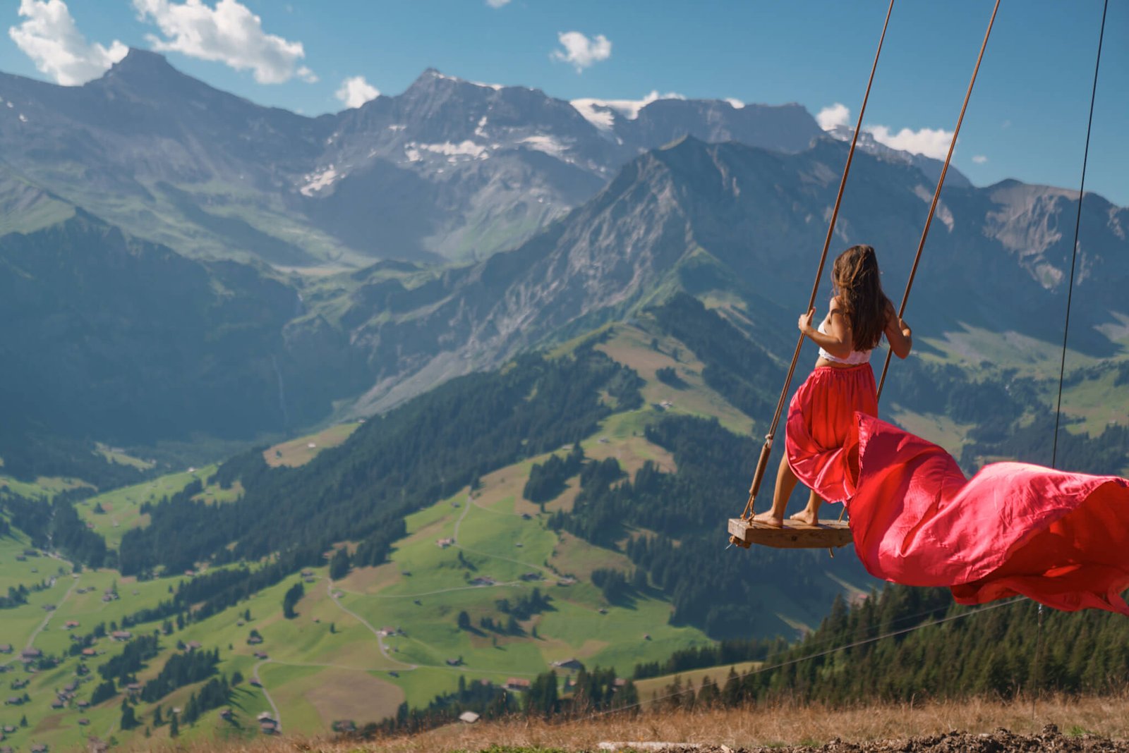 Danni on a swing in Switzerland