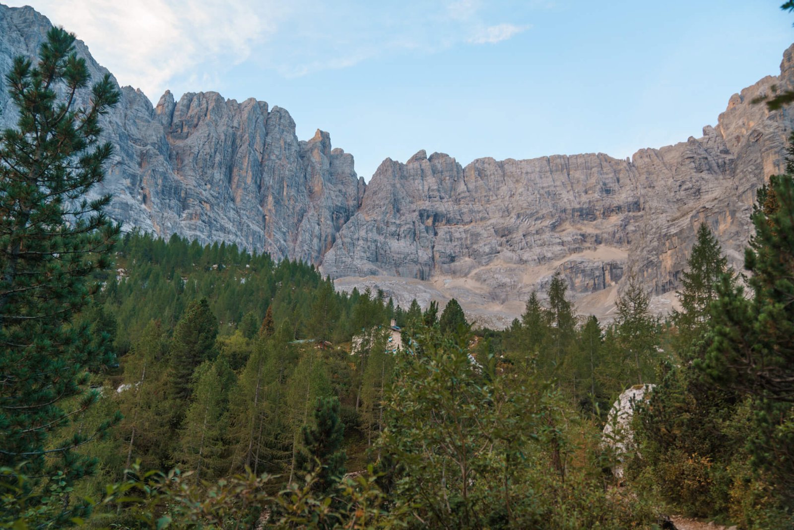 refuge at Lago di Sorapis in the Dolomites