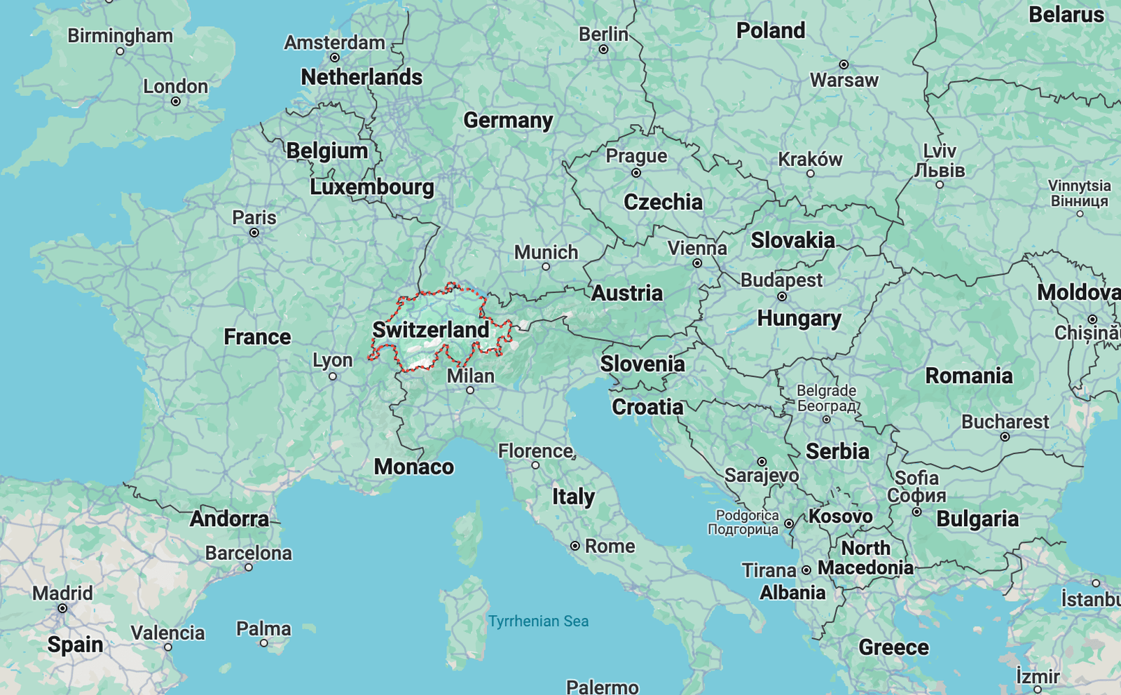 Switzerland travel guide map