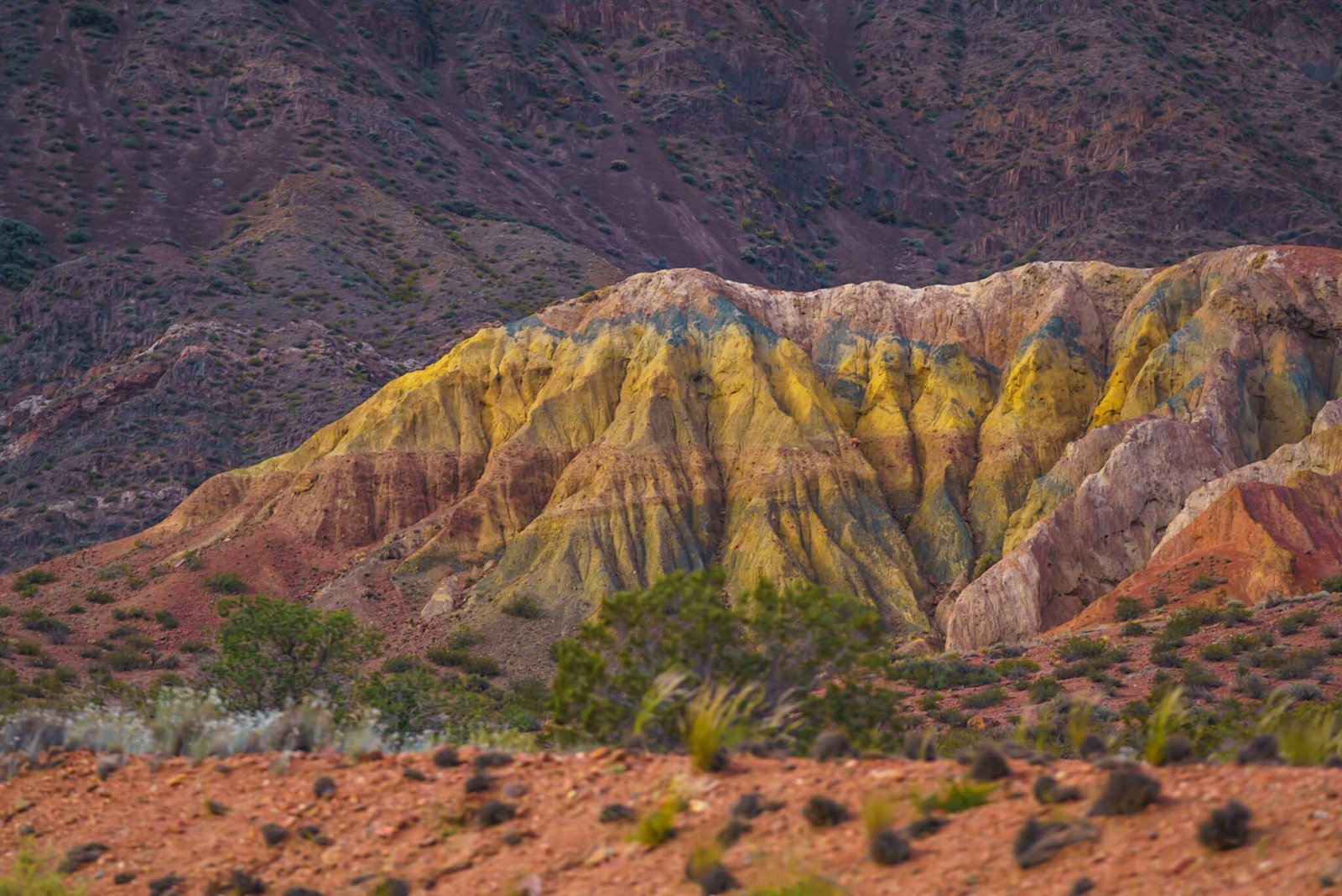colorful rocks near Mendoza in Argentina