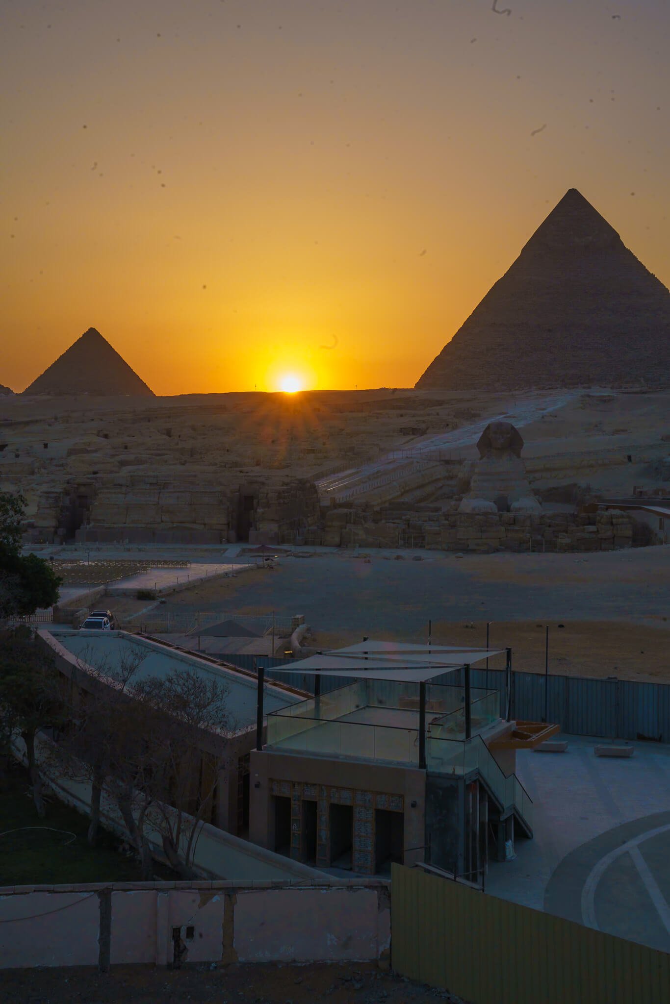 view from cafe in front of the pyramids, spots for the best photos at the Egyptian Pyramids