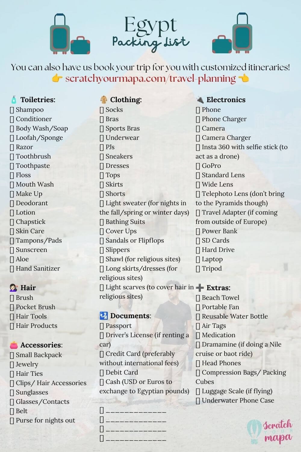 Egypt packing list