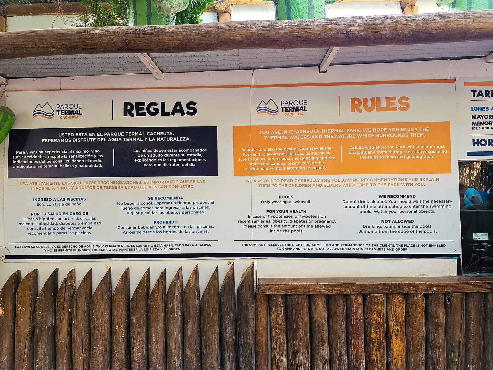 rules at Cacheuta Spa in Argentina