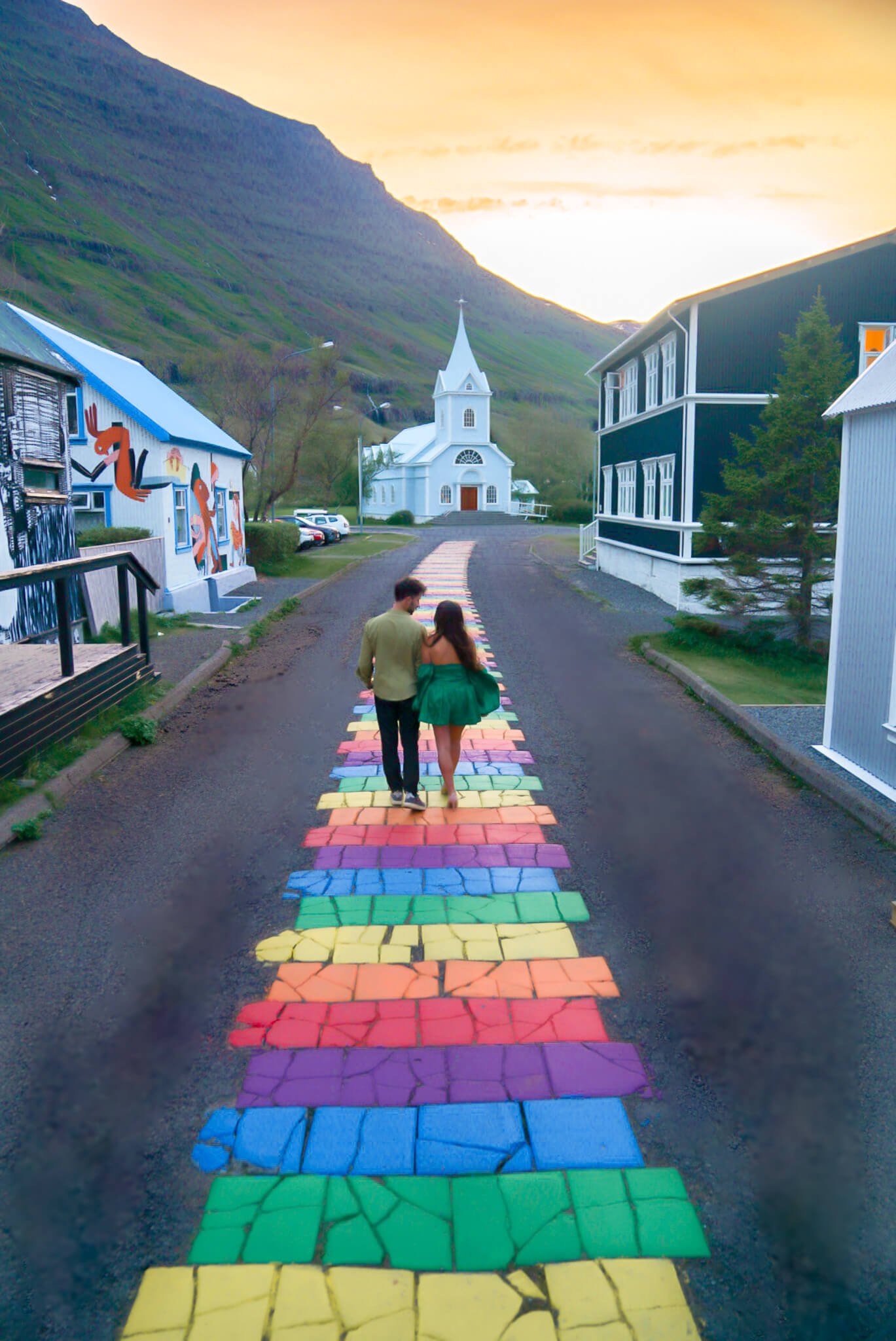 rainbow road in the east of Iceland