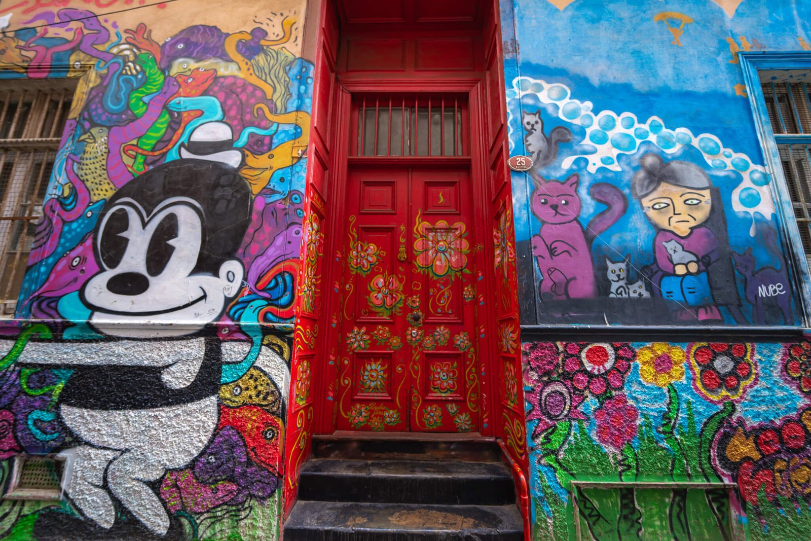 famous red door in Valparaiso, Chile