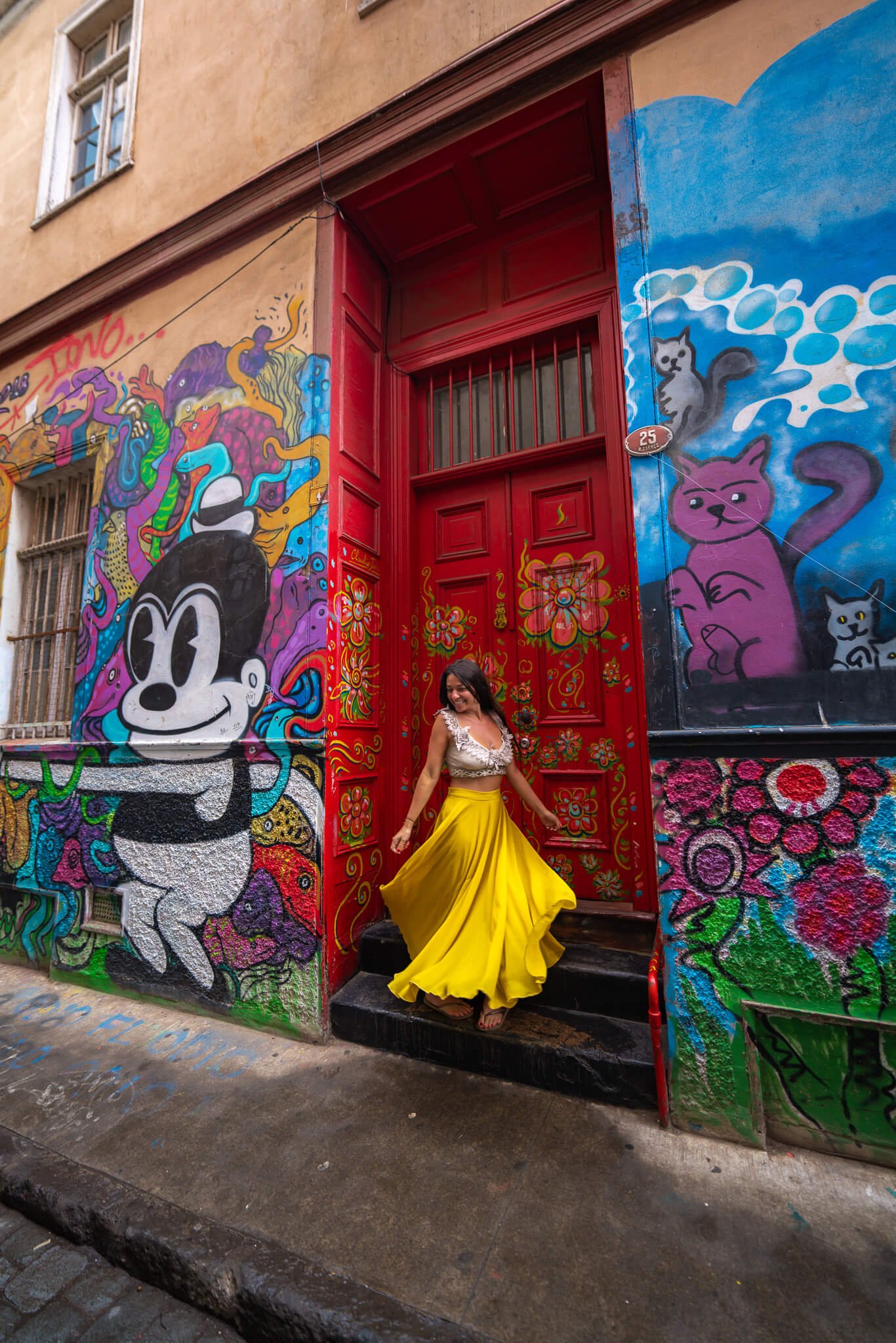 famous red door in Valparaiso, Chile