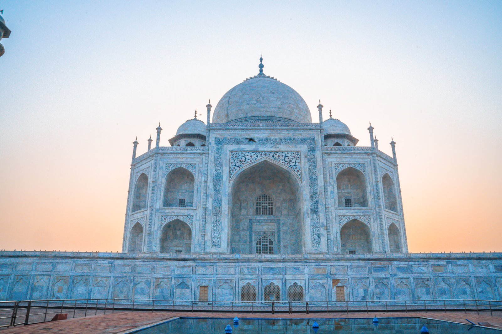 visiting the Taj Mahal in India at sunset