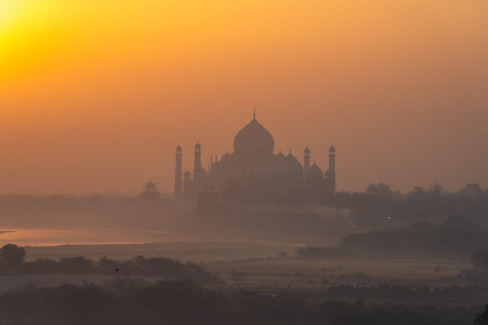 sunrise at the red fort in Agra