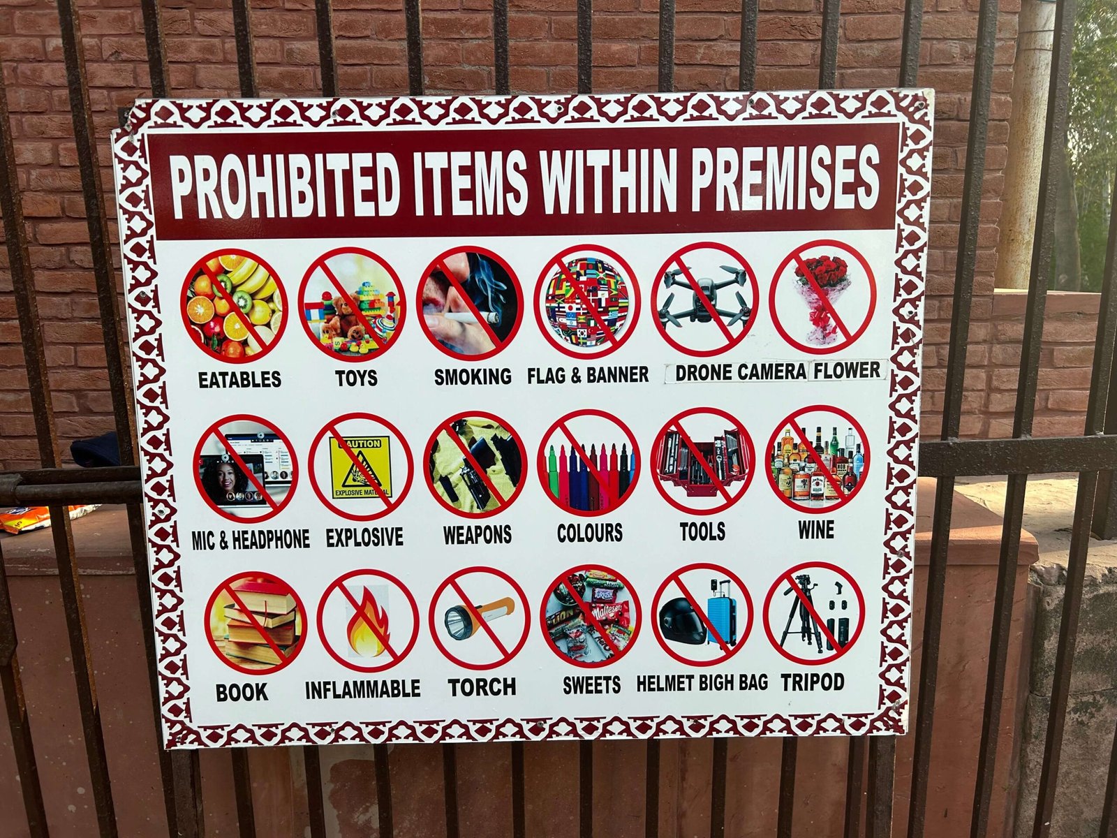 prohibited items in Agra
