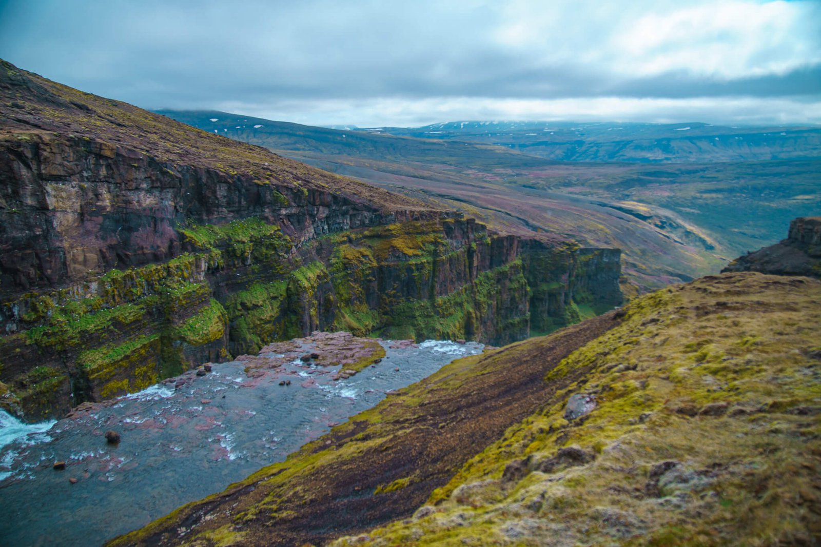 hiking Glymur waterfall in Iceland