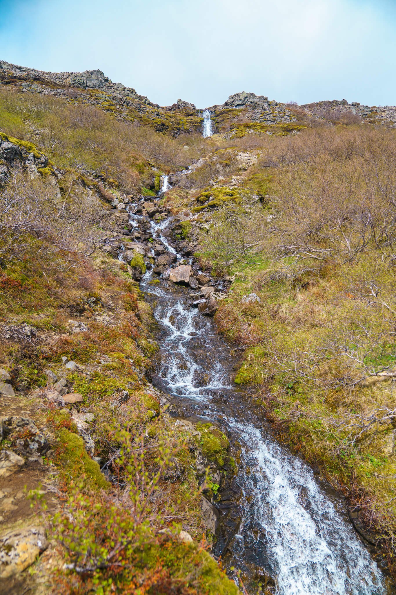 hiking to Glymur waterfall