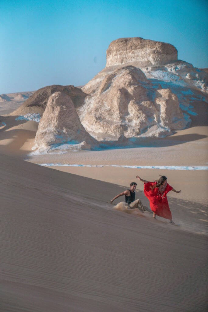 sand boarding in the White Desert in Egypt