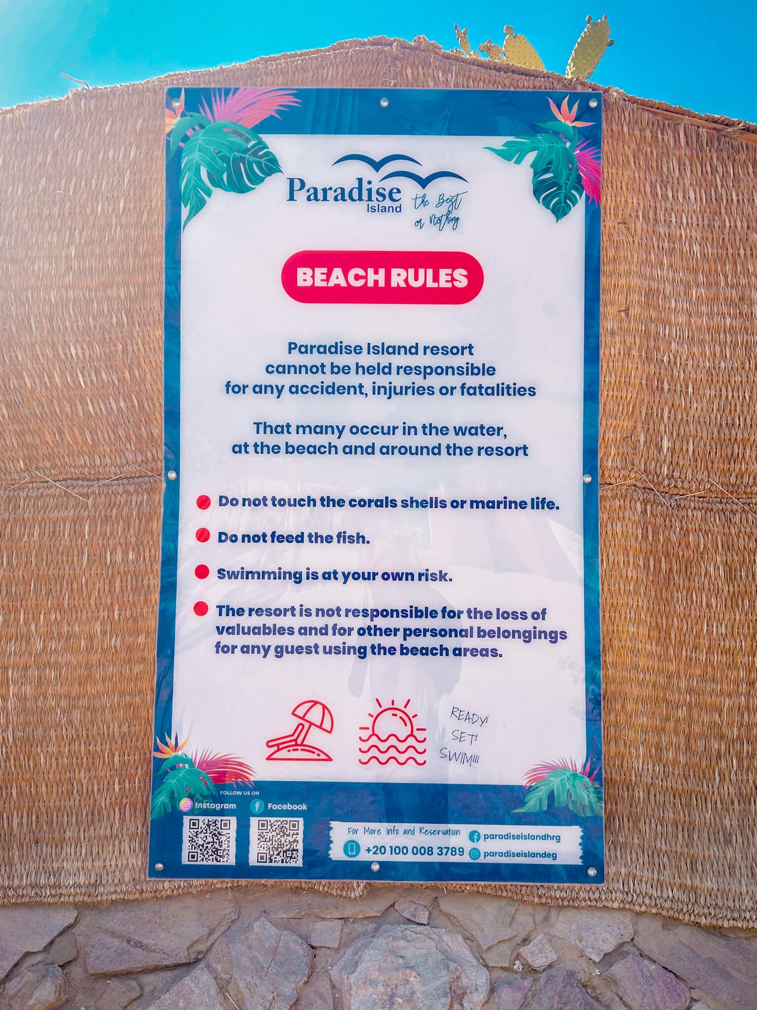 Beach rules for Paradise Island