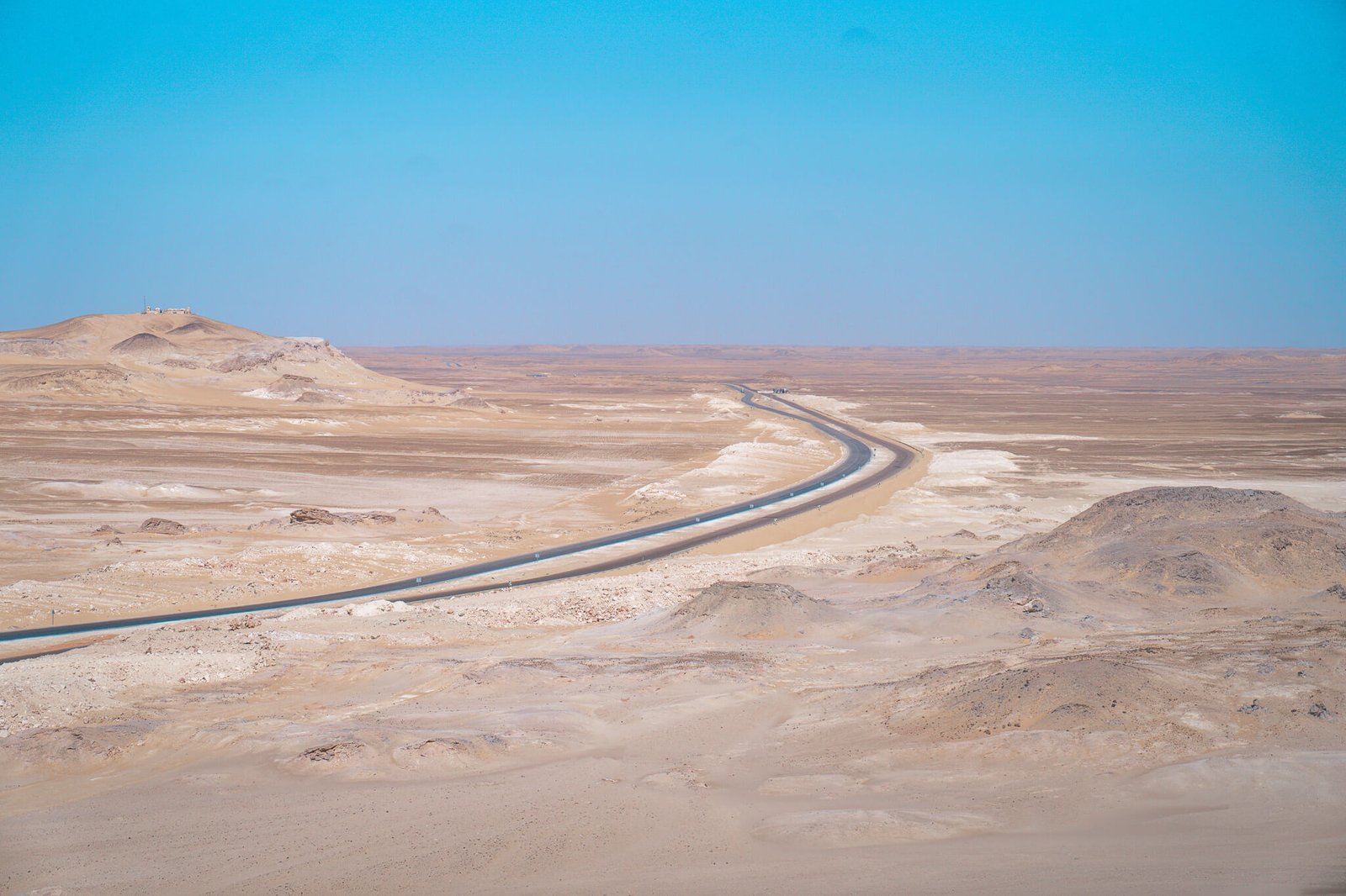 driving through the white desert in Egypt