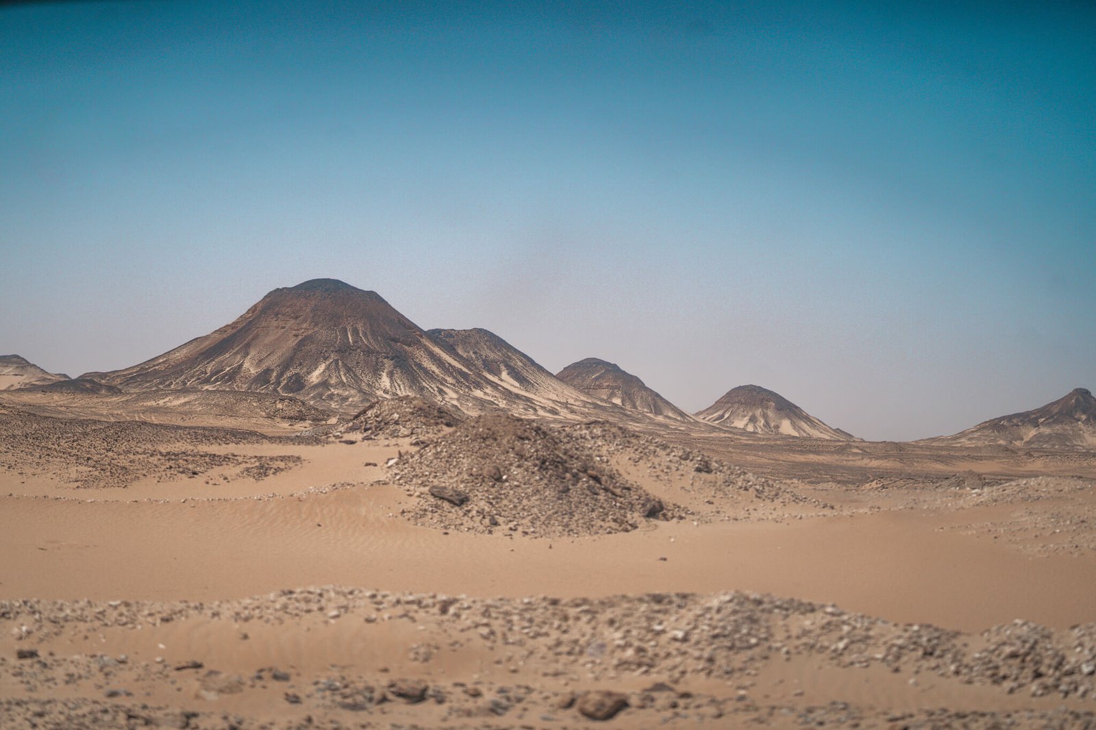 driving through the black desert in Egypt