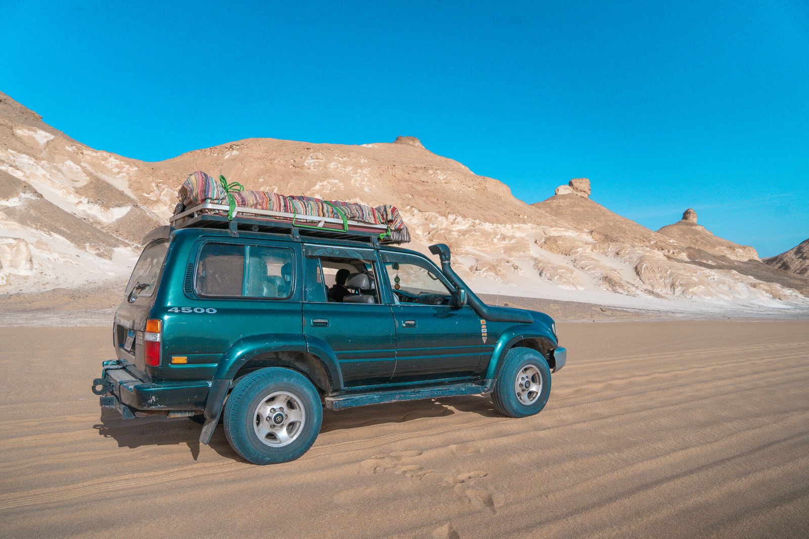 jeep in the white desert