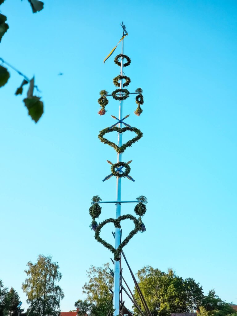 Maypole at Midsummer Solstice in Dalarna