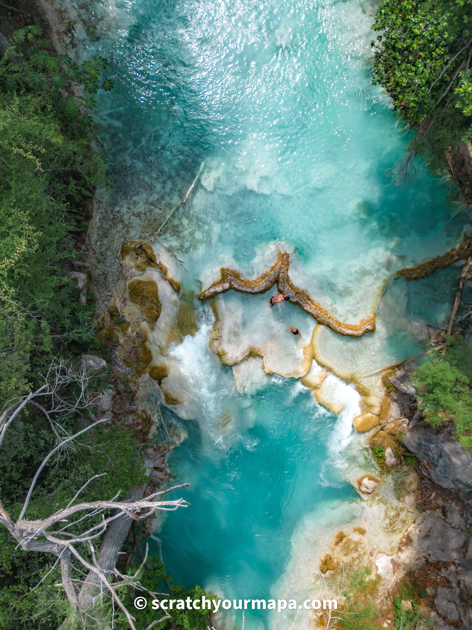 swimming at Chiflon waterfalls in Chiapas