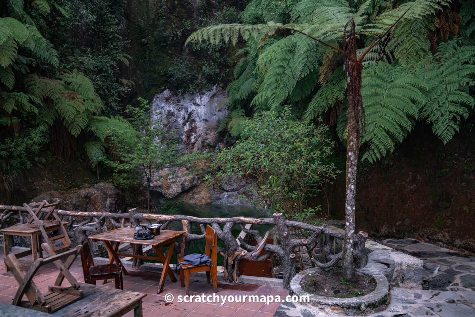 seating at  at Fuentes Georginas hot springs in Guatemala