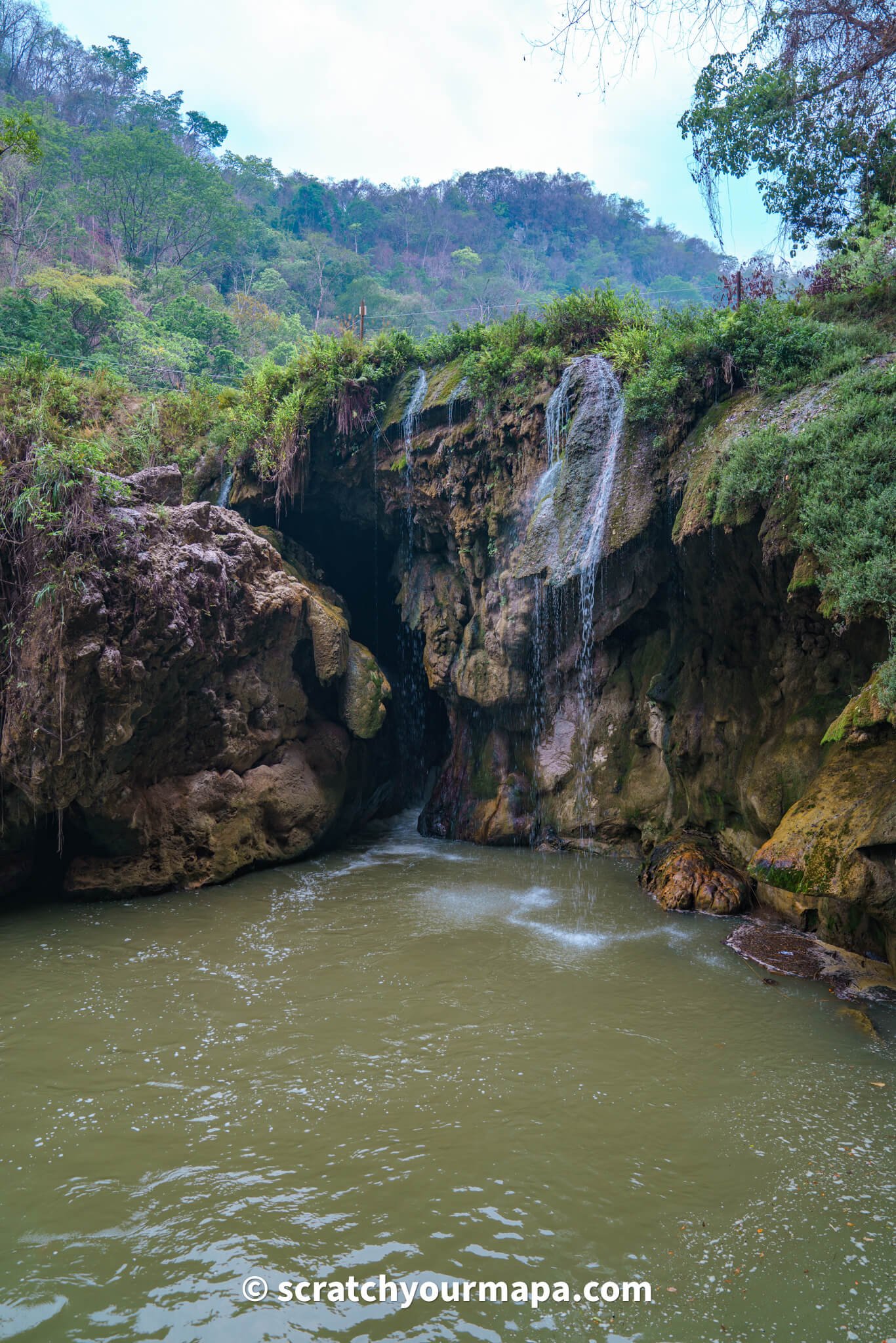 waterfall at Semuc Champey in Guatemala